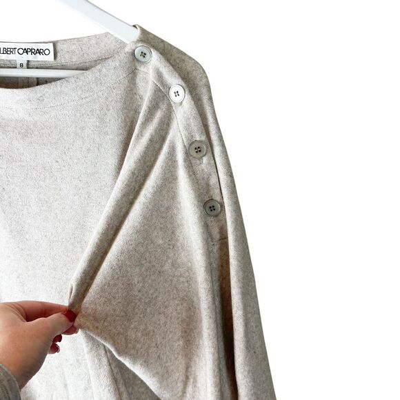 VTG Designer‎ Albert Capraro Beige midi Knit Dress Sz. 8 Mink Wool Poly Pockets - Picture 5 of 8